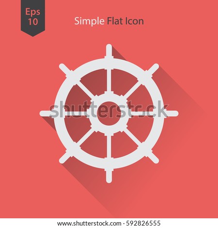 Rudder Flat Icon. Simple Sign Of Wheel Boat. Vector Illustrated Symbol