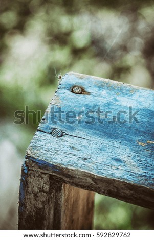 Wooden Board With Nails Closeup. Free Space For Text. Depth Of Field. Vintage, Grunge Version.