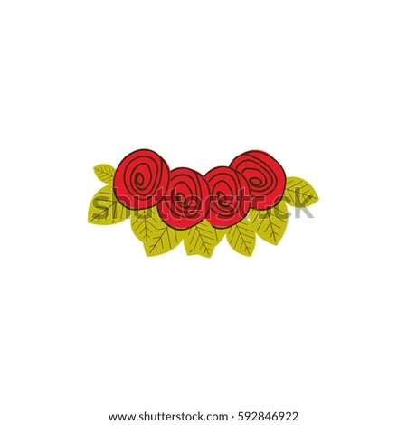 colorful silhouette with set of roses vector illustration