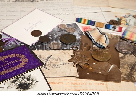 A collection of family documents Royalty-Free Stock Photo #59284708