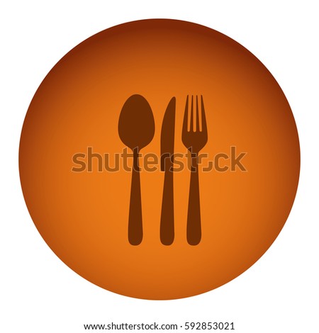 orange emblem metal cutlery icon, vector illustraction design image