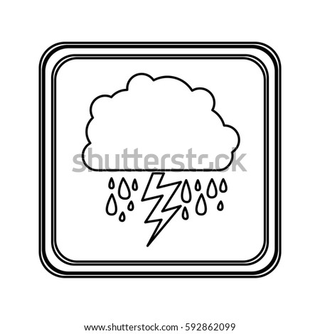 silhouette emblem cloud rainning and ray icon, vector illustraction design