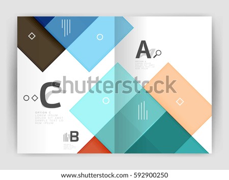 Vector modern geometrical a4 flyer brochure template, annual report print template with infographics abc options