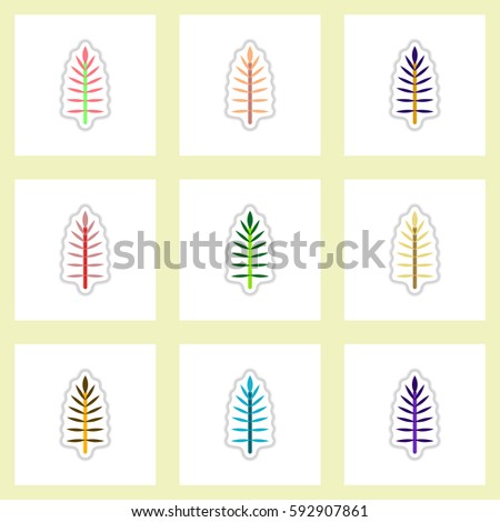 set of Labels with shadow leafs vector icon design collection tree leaf