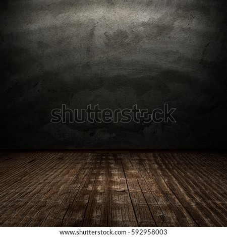 Background. Grunge wall in dark abandoned room.