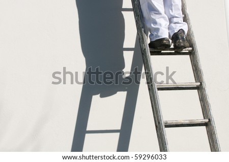 workman on ladder horizontal Royalty-Free Stock Photo #59296033