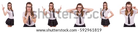 Schoolgirl isolated on the white