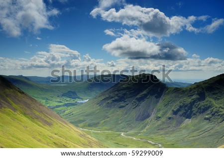 View over the Mosedale Valley towards Yewbarrow and Wasdale in the English Lake District Royalty-Free Stock Photo #59299009