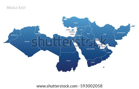 Abstract Map of Middle East. Vector Royalty-Free Stock Photo #593002058