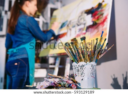 Girl in Painting Studio