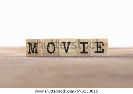 Movie Word Written In Wooden Cube