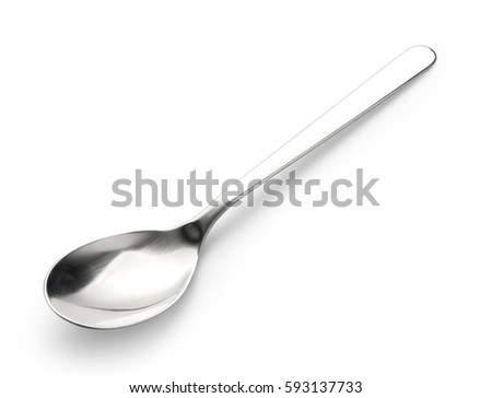 silver spoon isolated on white background Royalty-Free Stock Photo #593137733