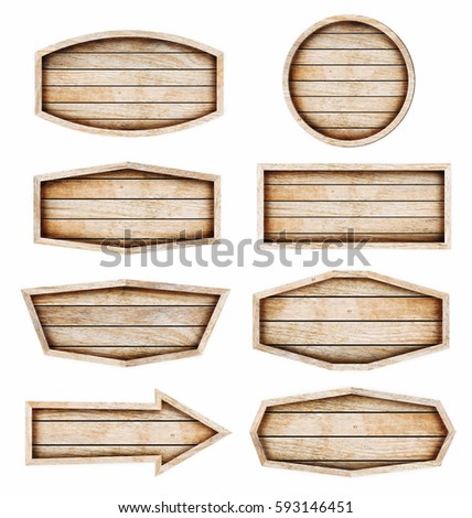 Wooden signboard isolated on white background