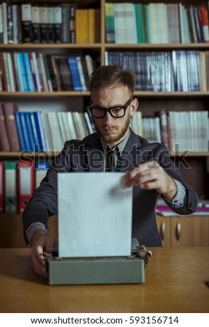 Reporter Working in Office