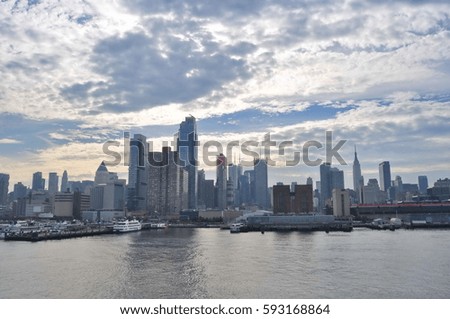 Panoramic View of New York City from the Cruise Ship, United States