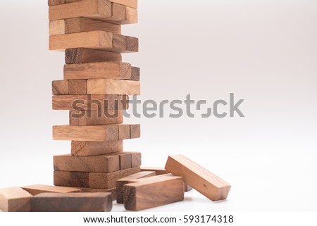 Close up of stack of wooden block , learning and playing concept