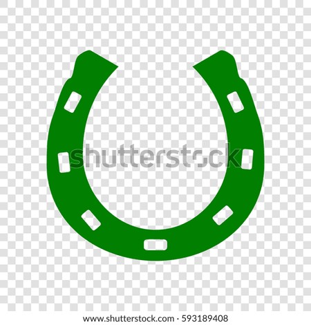 Steel horseshoe sign. Vector. Dark green icon on transparent background.
