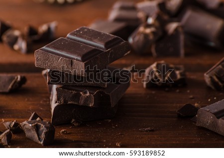 Dark chocolate product photography, ready for advertisment, text