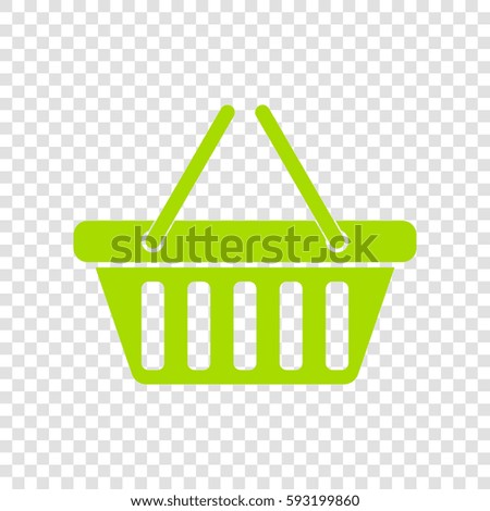 Shopping basket icon illustration. Vector. Chartreuse icon on transparent background.