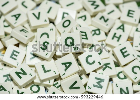 Games to practice using English vocabulary and grammar and word order to be able to plan. Flair for connecting to the line together. The score in the match Royalty-Free Stock Photo #593229446