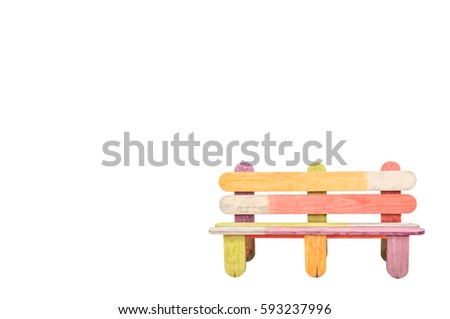 Painted ice cream stick made chair with clipping path.