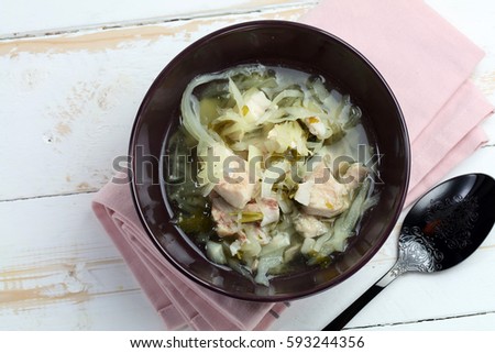 Northern fish soup with perch and cabbage