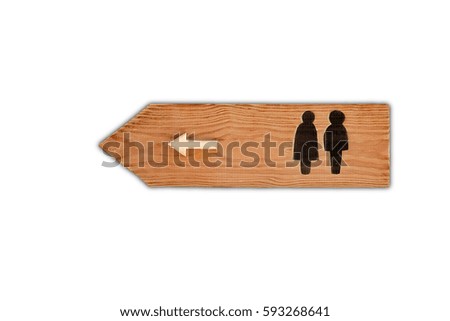 brown wood toilet sign on white background