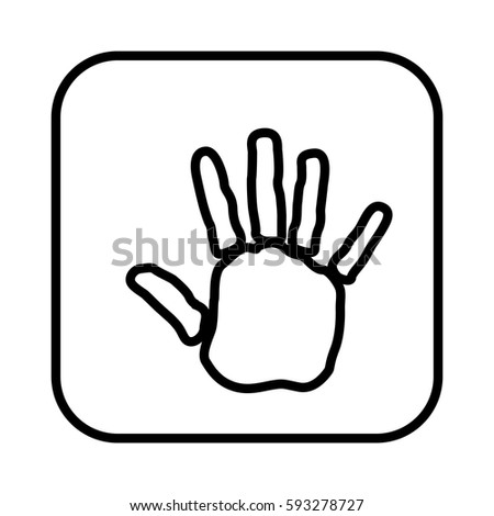 monochrome contour square handprint icon vector illustration