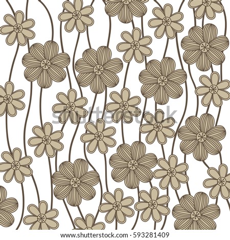 background in grayscale of creepers with flowers vector illustration