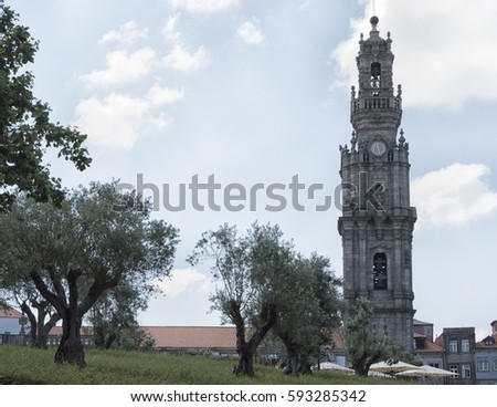 The Clerigos Tower (Torre dos Clerigos) city center in Oporto picture with no people