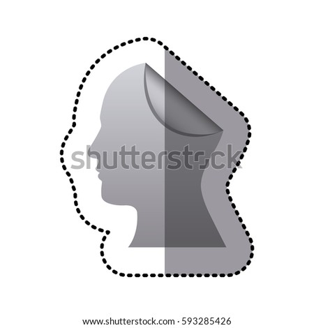 sticker silhouette silver head human with fold vector illustration