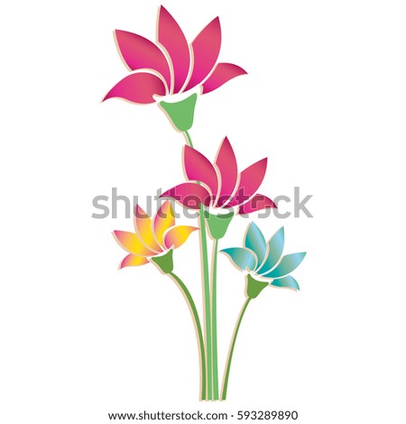 colorful silhouette of plant with flowers vector illustration