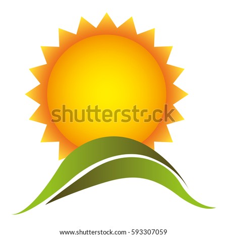 color beautiful sun with mountain icon, vector illustraction design