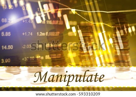 Manipulate - Abstract digital information to represent Business&Financial as concept. The word Manipulate is a part of stock market vocabulary in stock photo
