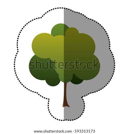 color stamp beautiful tree icon, vector illustraction design