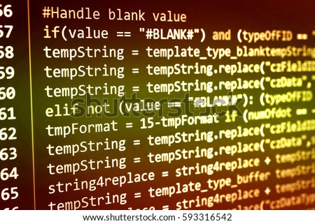 Programming code abstract software technology background of software developer and Computer script. (This code text create by myself)
