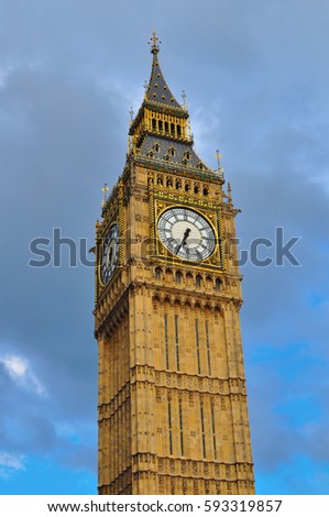 Big Ben tower in London - clouds background 