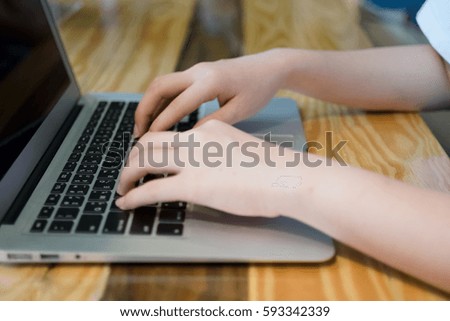 Woman using computer laptop