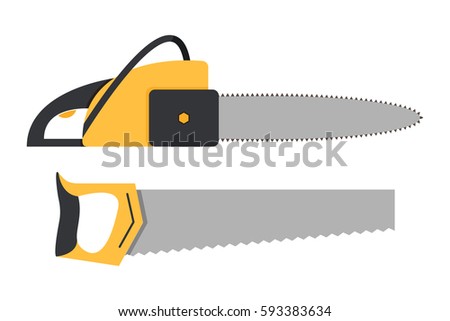 Vector illustration of chainsaw and handsaw icons