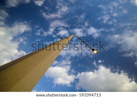 Street Lamp Blue Sky Background with writing space