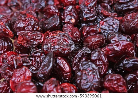 Cranberry. Red berry berries cranberries background. Cranberrie texture pattern. Dried shrivelled cranberriy.

