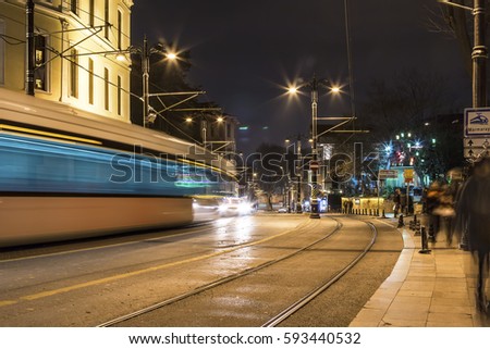Tram on the move