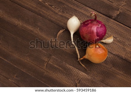 onion on a wooden background