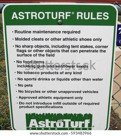 Field Turf Rules Sign on a Chain Link Fence