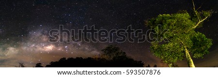 The Milky way with star over the mountain at island night view Thailand,copy space