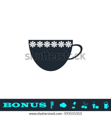 Cup icon flat. Black pictogram on white background. Vector illustration symbol and bonus button