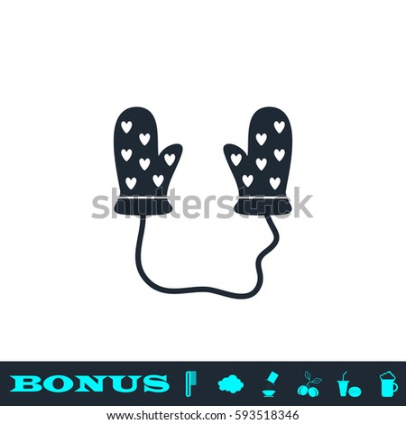 Baby gloves icon flat. Black pictogram on white background. Vector illustration symbol and bonus button