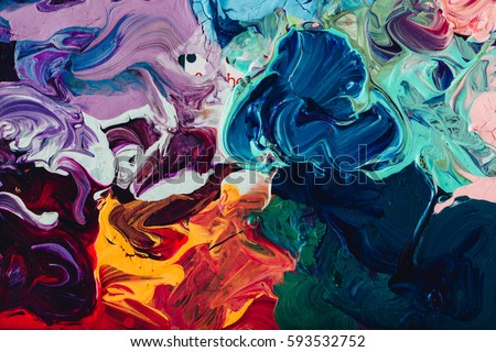 macro close up of different color oil paint. colorful acrylic. modern art concept Royalty-Free Stock Photo #593532752