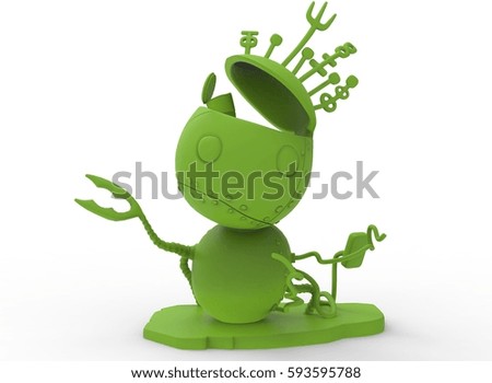 3d illustration of cute robot. white background isolated. icon for game web.