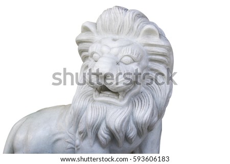 marble lion on white background